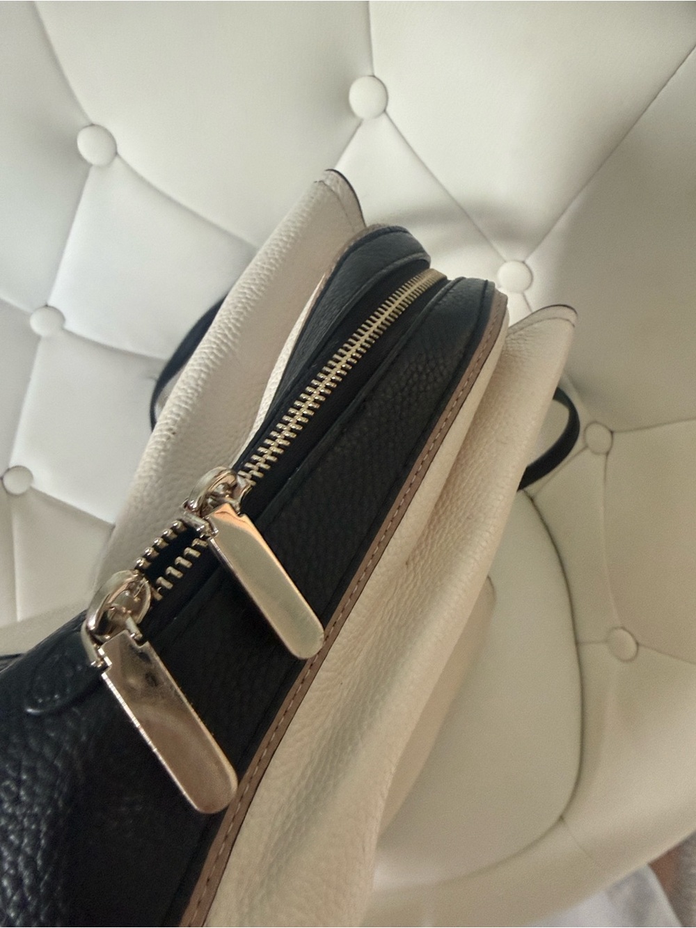 Kate Spade Hudson Colorblocked Large Work Tote Two-Tone Leather Tote Bag Cream - Picture 11 of 17